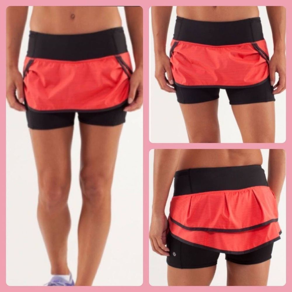 Lululemon Run Speed Squad Skirt Twisted Stripe Flare / Black Size 8